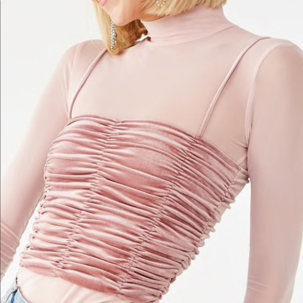 Sheer Top and Ruched Cami set
